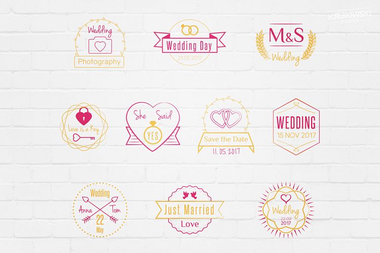 Wedding Stamp Vector Badges Logos