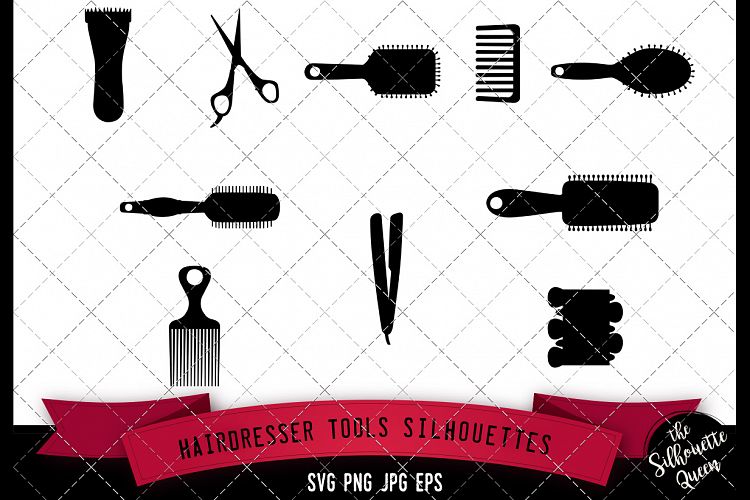 Hairdresser Tools Silhouette, SVG, cricut Clipart, Vector, e