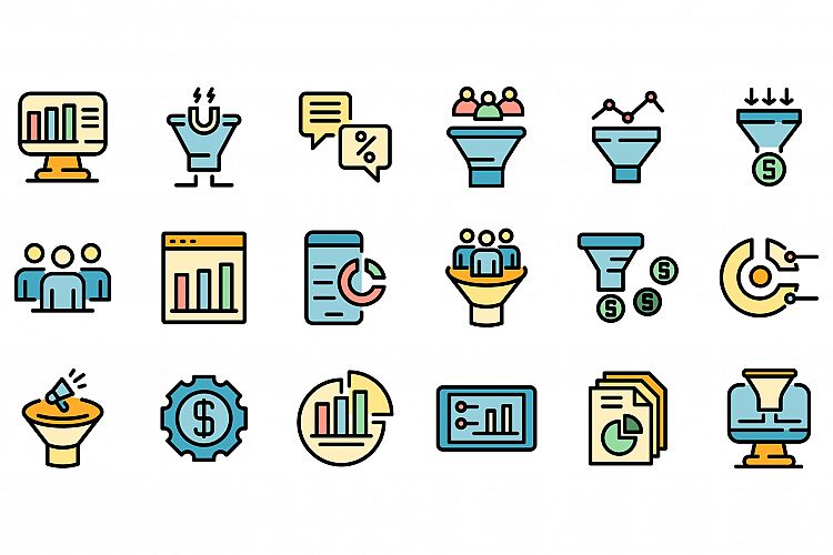 Conversion rate icons set vector flat example image 1
