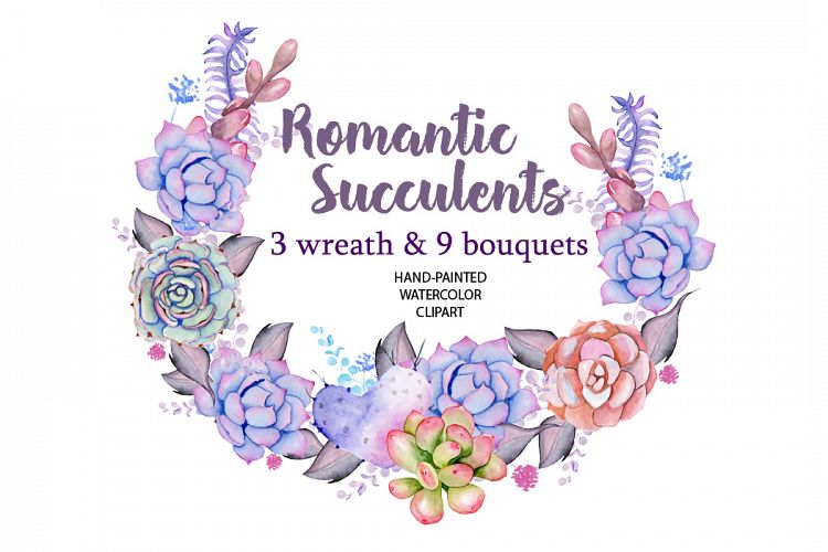 Watercolor Succulents and cactus Wreath & Bouquets