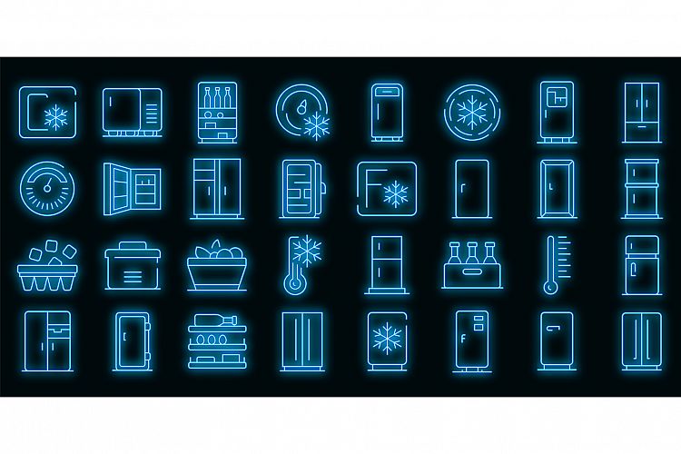 Fridge icons set vector neon example image 1