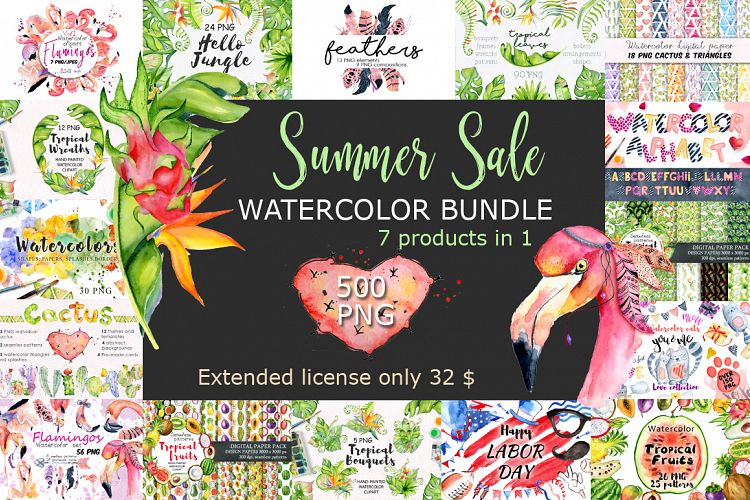 Summer Sale Watercolor Bundle 80OFF