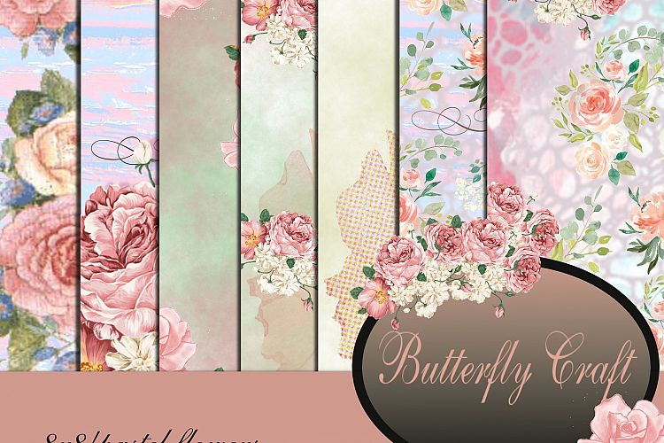 Pastel Flowers Digital Paper, Flower digital paper, Spring flowers digital, Flowers pattern, Custom flower background, Vintage flowers paper