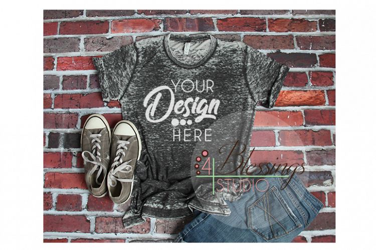 Bella Canvas 3650 Mockup Grey Acid Wash Unisex T-shirt Gray