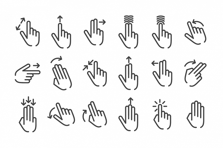 Vector Hand Touch Gesture icon set.