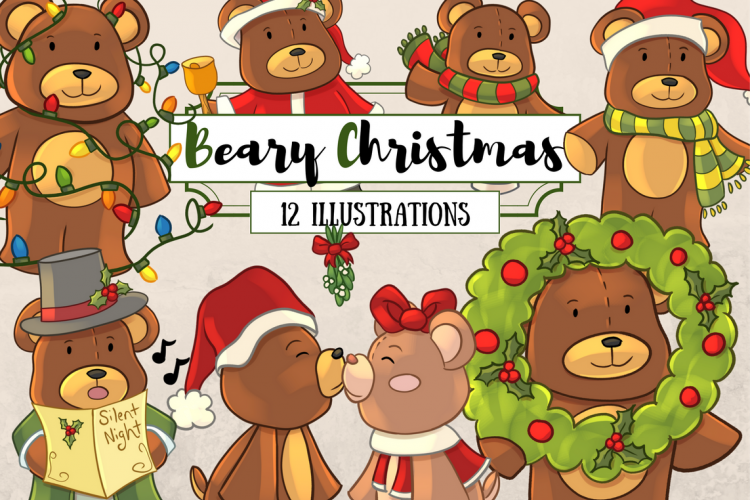 Beary Christmas Clip Art Collection