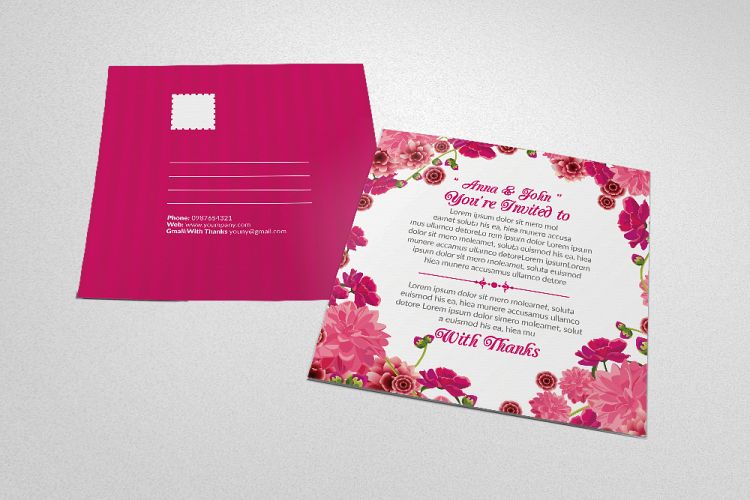 Floral Wedding Invitation Postcard