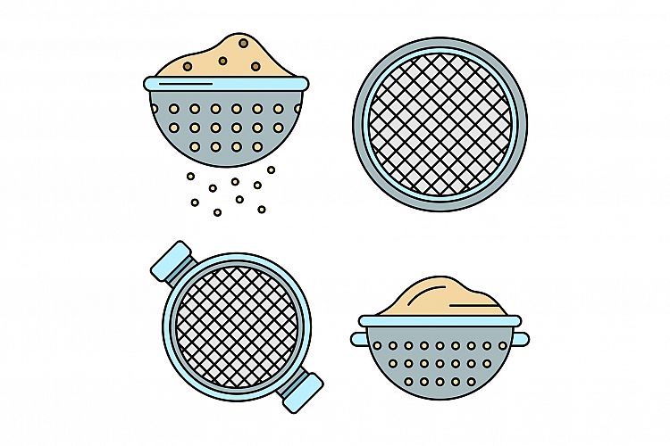 Sieve icons vector flat example image 1