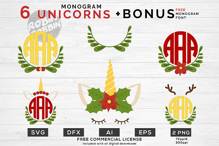 Unicorn Face - Monogram SVG Bundle