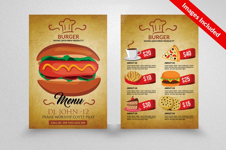 Double Sided Food Menu Flyer