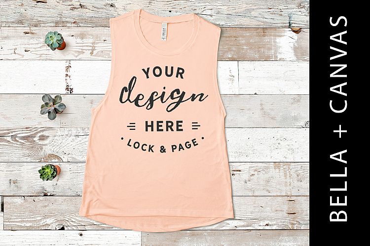 Peach Bella Canvas 8803 Vest Mockup Tank Muscle Top Flat Lay