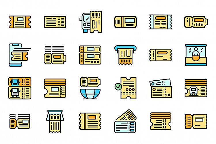 Bus ticketing icons set vector flat example image 1