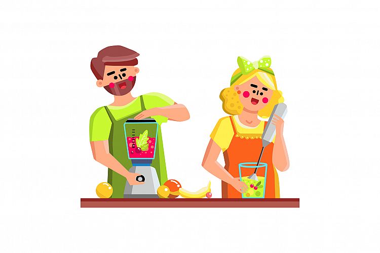 In Blender Tool Couple Preparing Smoothie Vector example image 1