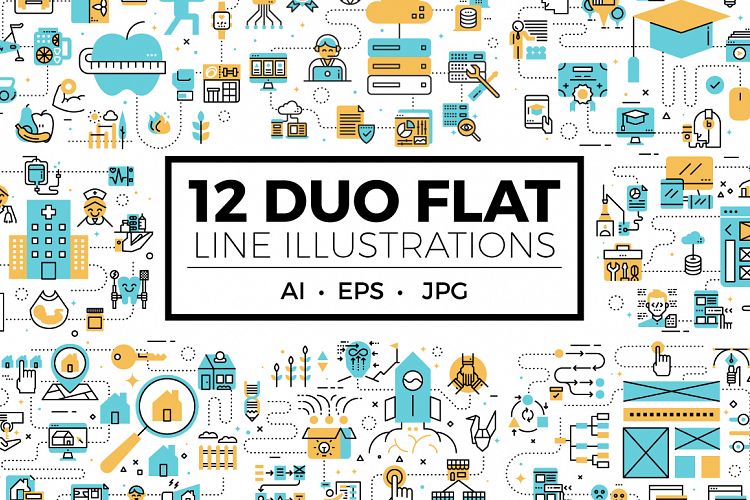 Duo Flat Line Web Banner Illustration V1