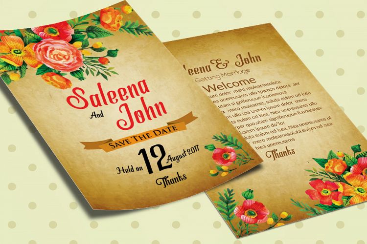 Double Sided Wedding Invitation Card