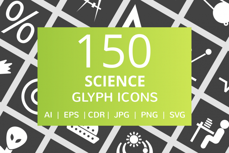 150 Science Glyph Inverted Icons