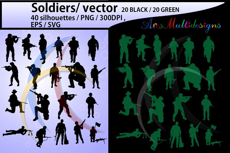 Soldiers svg / Soldiers silhouette / Hight Quality / Soldiers printable digital clipart / black and green / Army/ vector / PNG / SVG / EPS