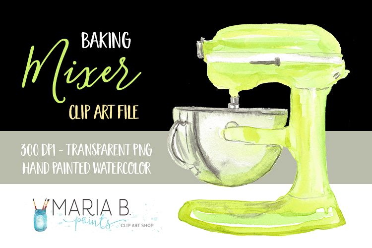 Stand Mixer Baking Watercolor Clip Art PNG