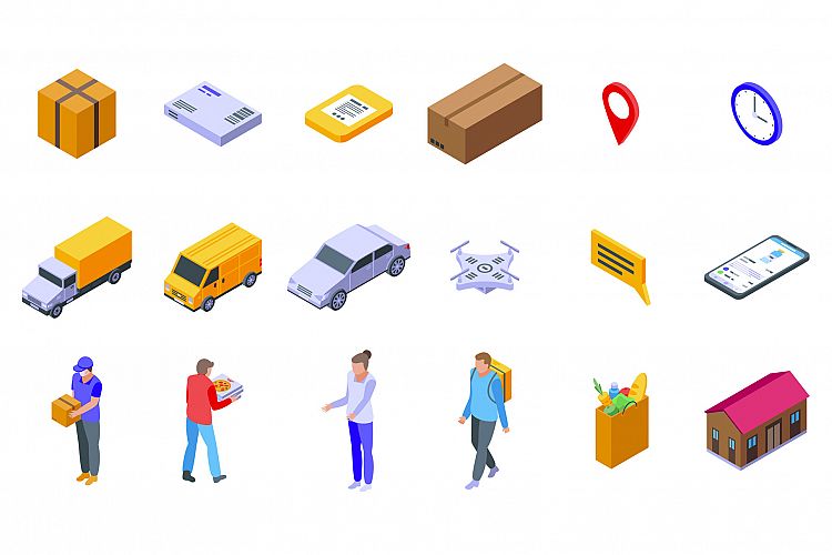 Home deliveryicons set, isometric style example image 1