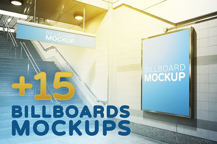 Billboards in Subway Train Station Mockups