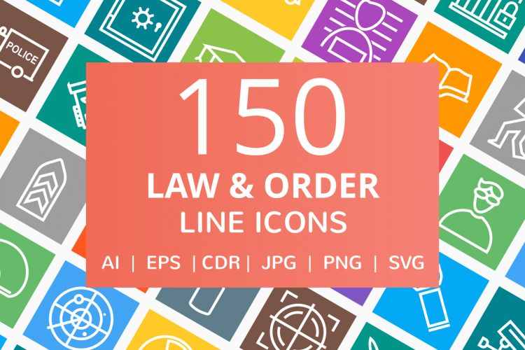150 Law   Order Line Multicolor B/G Icons