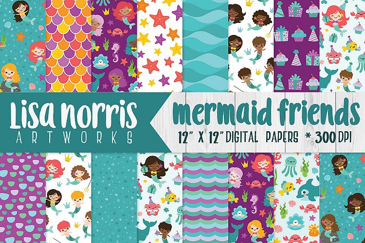 Mermaid Friends Digital Papers