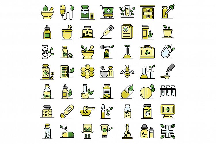 Homeopathy icons set vector flat example image 1