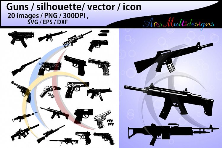 gun silhouette svg / guns / gun clipart / nerf guns / nerf gun clipart / silhouette / High Quality / svg format / EPS / PNG / SVG / DXf - vector