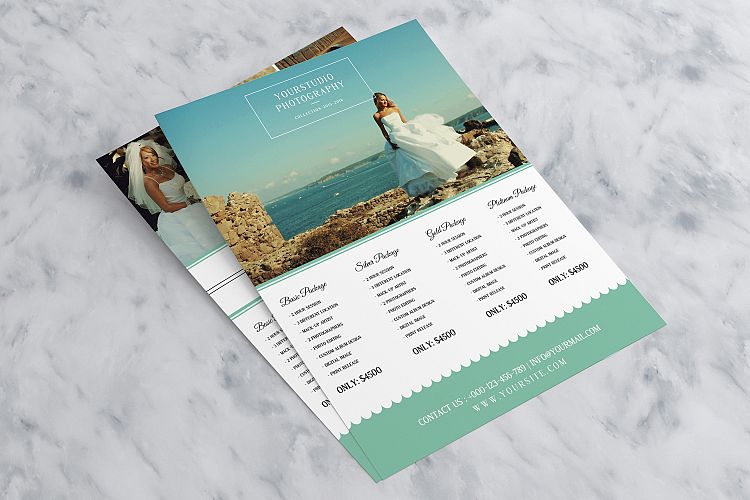 Teal Wedding Photography Pricelist Flyer 