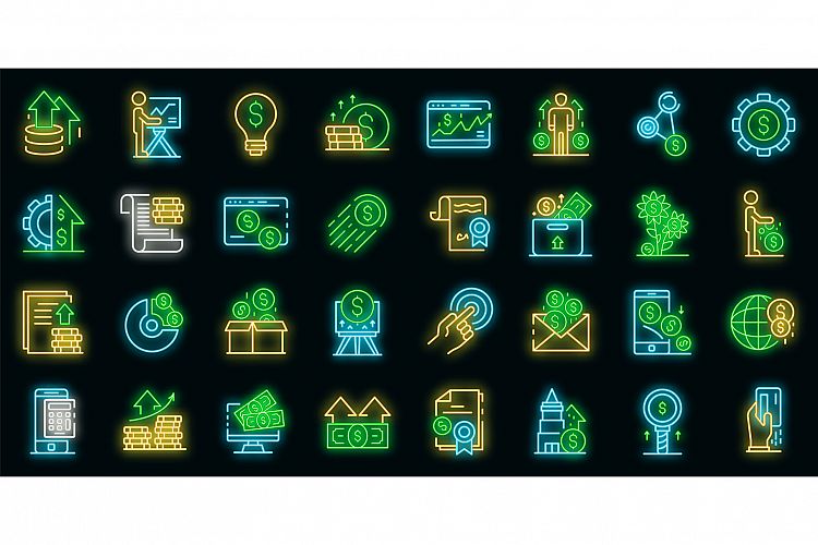 Investor icons set vector neon example image 1