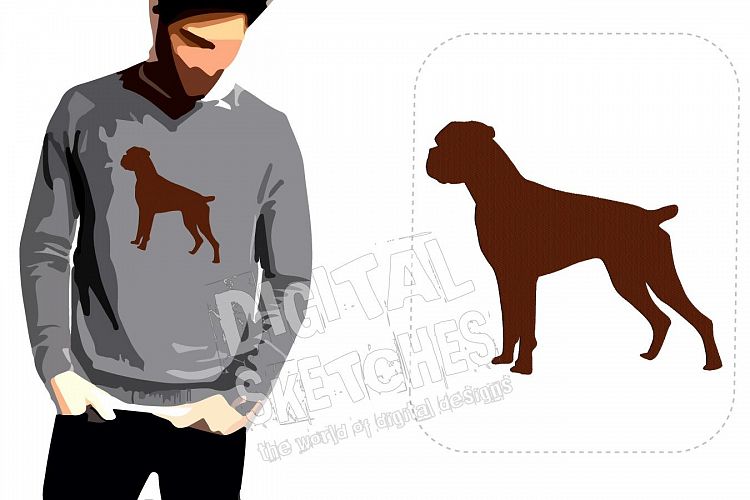Dog Machine Embroidery Design Boxer Dog 6 Sizes
