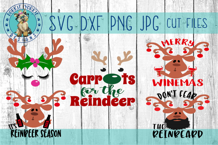Reindeer Bundle - reinbeer, face, wine, christmas SVG Cut