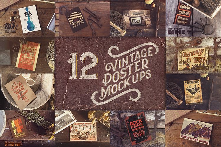 12 Vintage Poster Mockups [75% OFF]