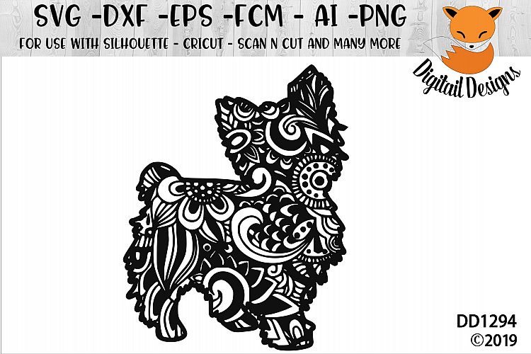 Download Zentangle Doodle Standing Yorkie Yorkshire Terrier SVG