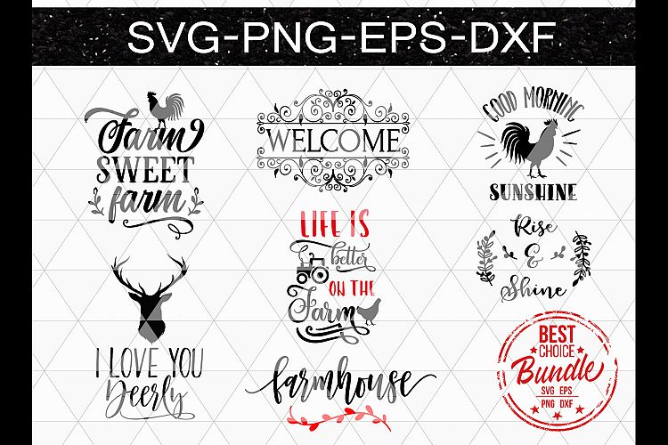 Farmhouse Bundle SVG Ffiles, Wood Sign Cut File EPS DXF PNG