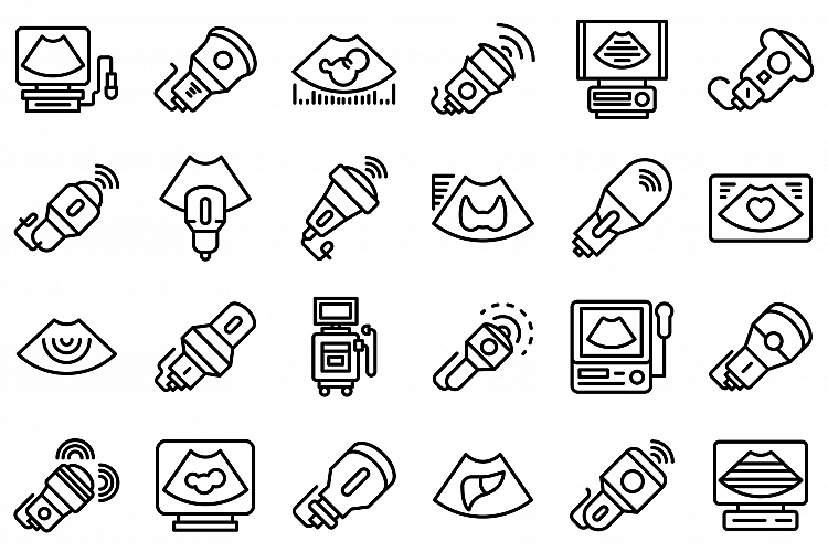 Sonograph icons set, outline style example image 1