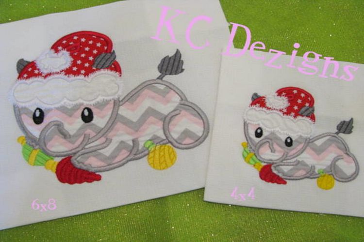 Christmas Baby Rhino Machine Applique Embroidery Design