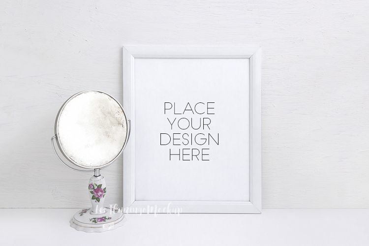 White Frame Mockup 8x10 stock photo png jpg