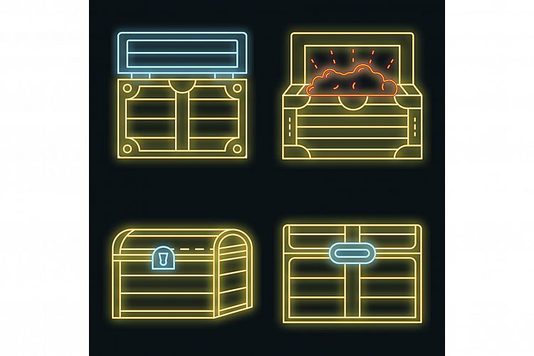 Dower chest icons set vector neon example image 1