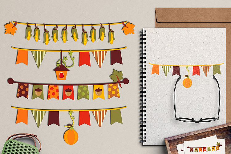 Fall Season Autumn Bunting Banners Graphics