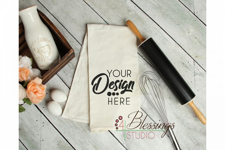 Kitchen Towel Mockup, Flour Sack Towels Mockup, Tea Towel