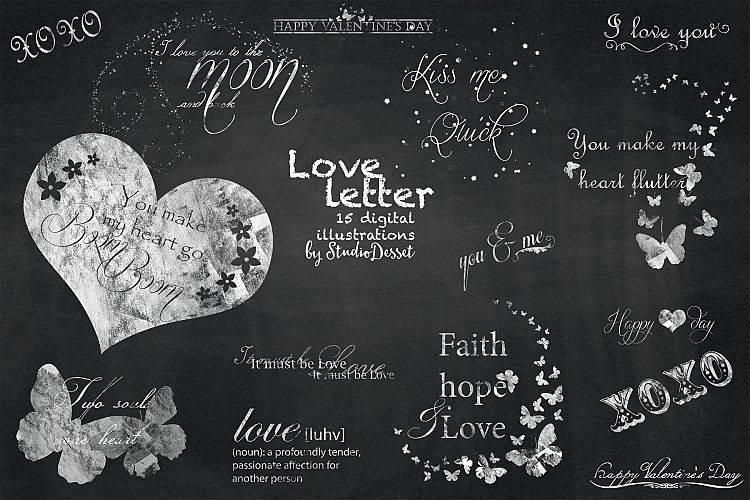 Love Letter Chalkboard Cliparts