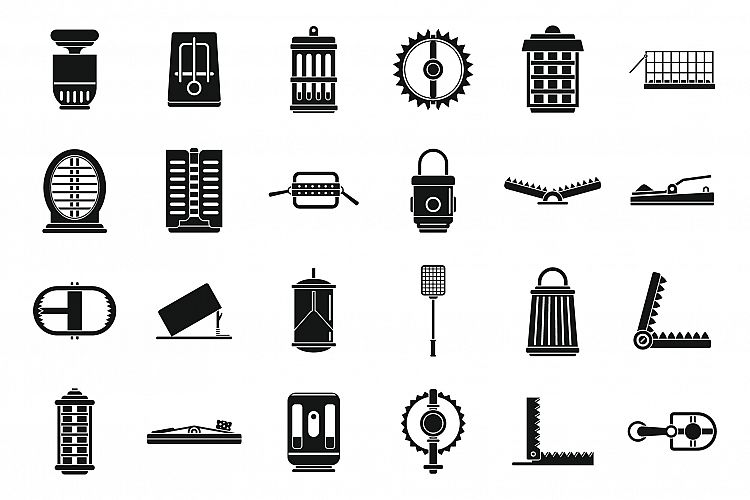 Danger animal trap icons set, simple style example image 1