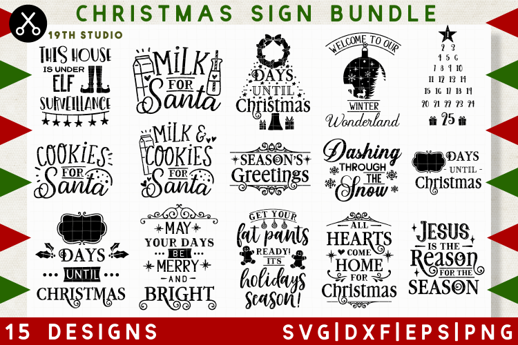 Christmas sign SVG Bundle | SVG DXF EPS PNG MB36