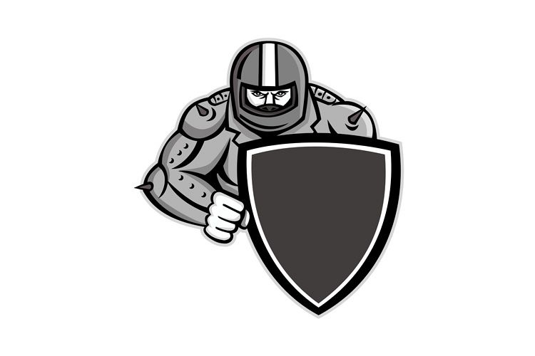 Motorcycle Biker With Shield Mascot