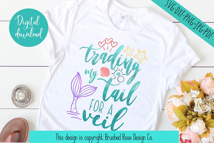 bride clipart, mermaid svg, trading my tail for a veil mermi