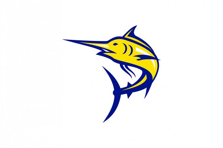 Blue Marlin Jumping Mascot