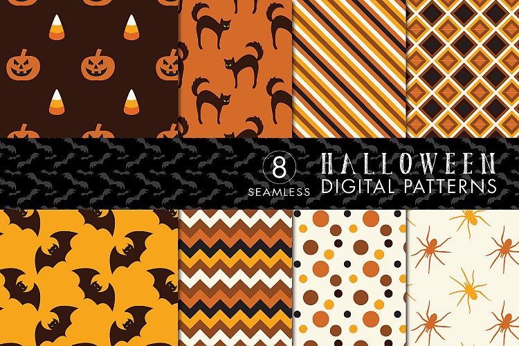 8 Seamless Halloween Patterns - Set 2