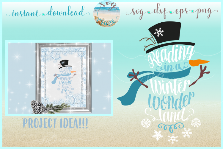 Reading In A Winter Wonderland Snowman SVG DXF EPS PNG files
