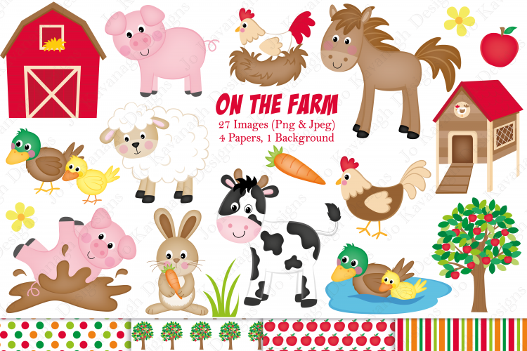 Farm clipart, Farm animals graphics & illustrations